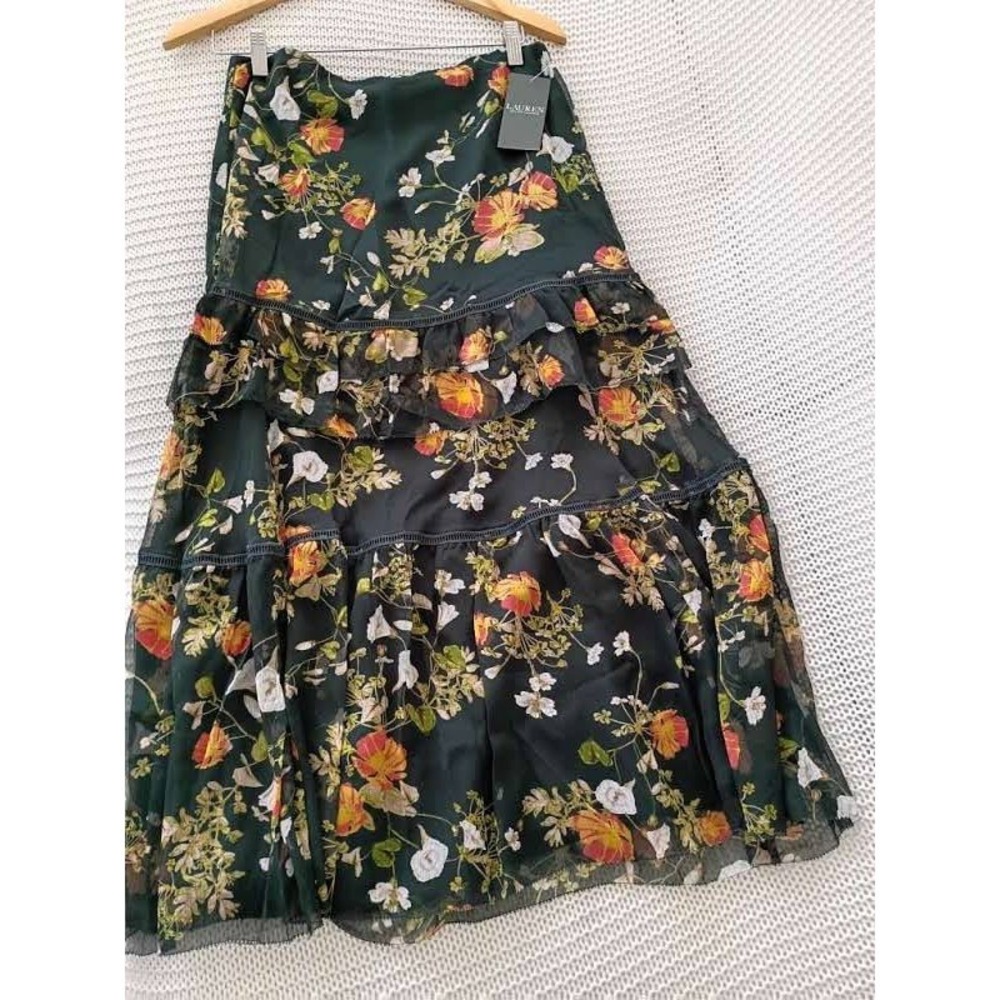 Lauren Ralph Lauren NWT Floral Tiered Maxi Skirt Cottagecore Boho 4 W29 $135 - Picture 8 of 14